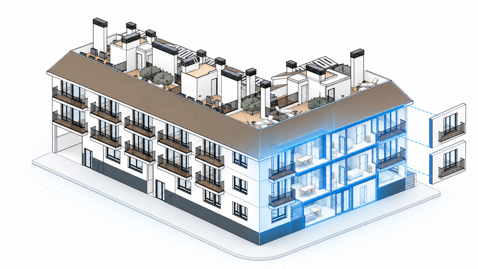 Ejemplo de modelo BIM de un edificio residencial