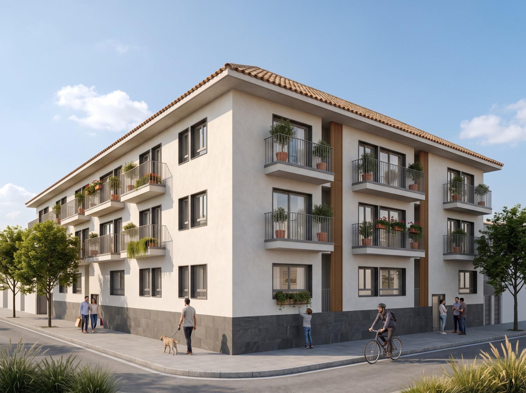 Edificio del Residencial Cortes de Aragón en El Burgo de Ebro