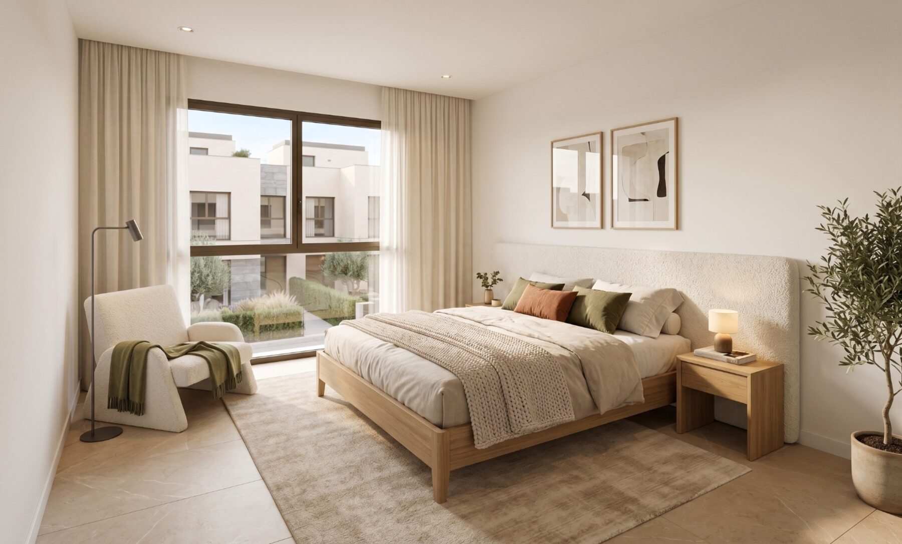 Dormitorio principal con ventanal al exterior
