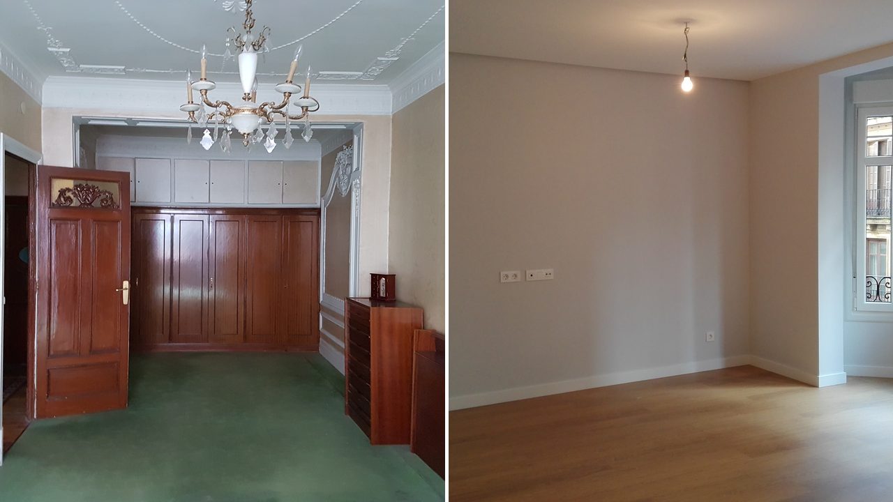 Antes y después de la transformación en Marqués del Puerto, Bilbao