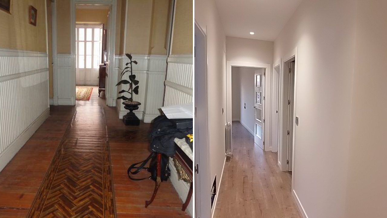 Antes y después de la transformación en Pío Baroja, Bilbao